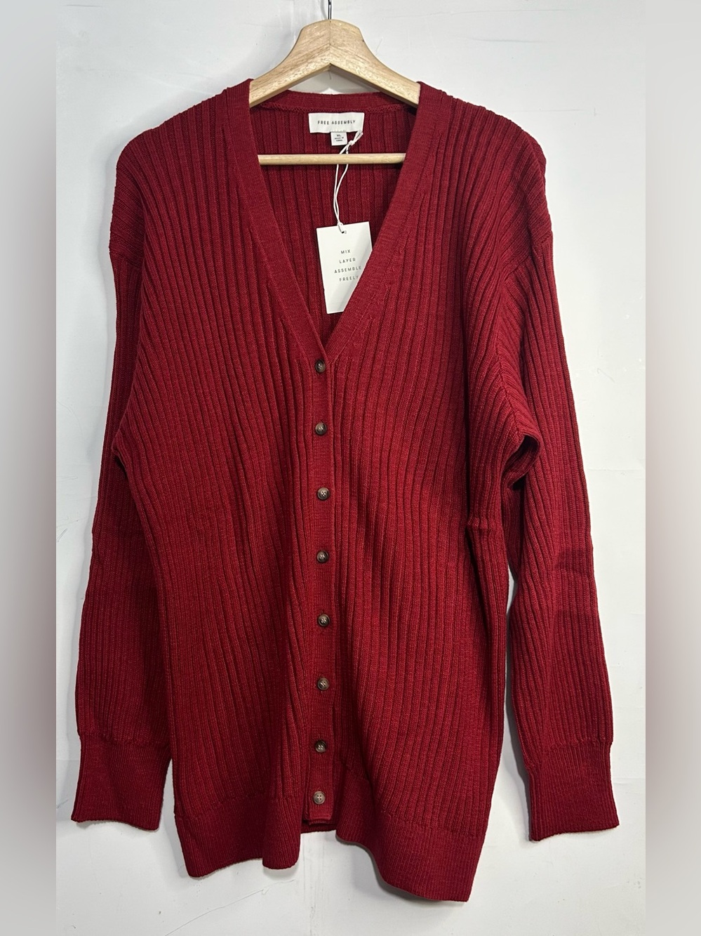 Free Assembly Red Cardigan Sweater XL- New